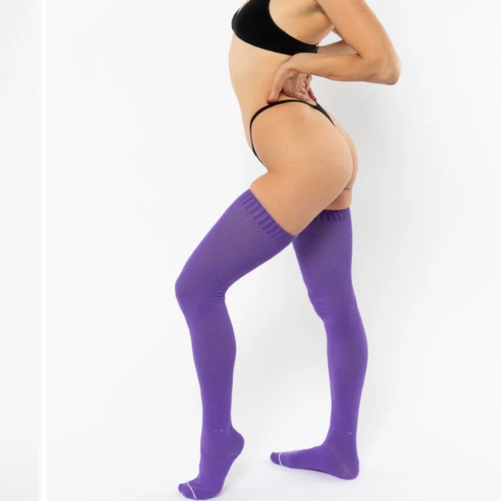 NEW! Los Angeles Apparel Purple Thigh-High Socks fOver-the-Knee Socks